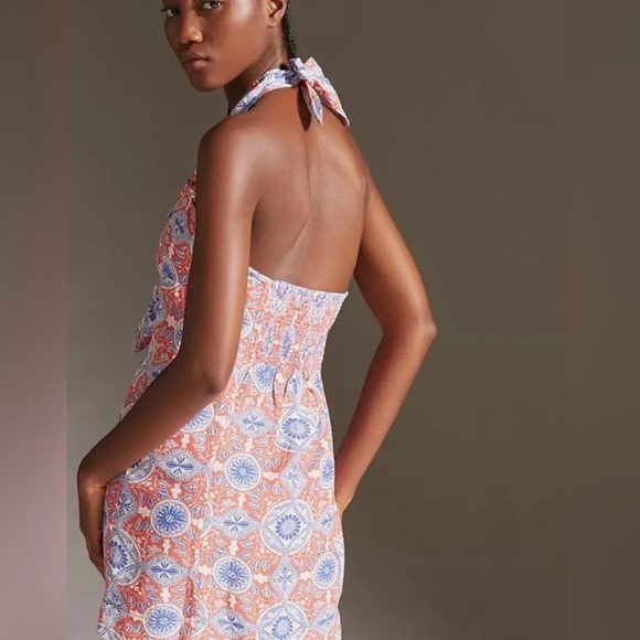 Maeve For Anthropologie Linen Viscose Floral SlimMini Dress Blue In Motif NWOT S - Picture 4 of 16